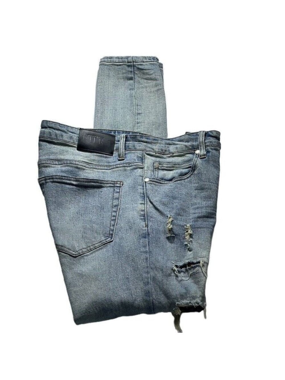 THRT Mens Distressed Light Wash Jeans Size 36 Cotton Blend Slim Fit Denim